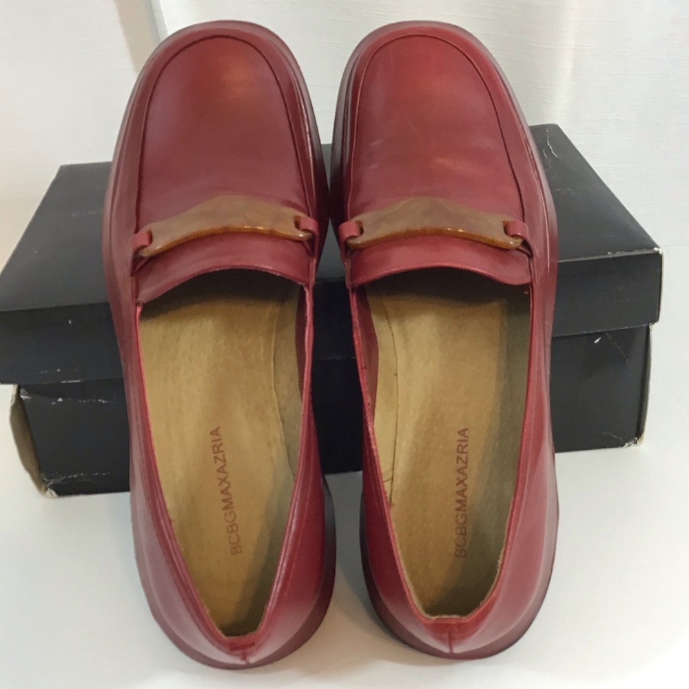 BCBGMAXAZRIA Bordeaux calf wedge loafer